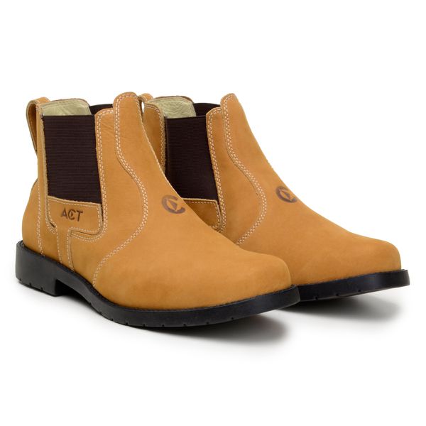 Botina Masculina De Couro Agro ACT Footwear Caramelo