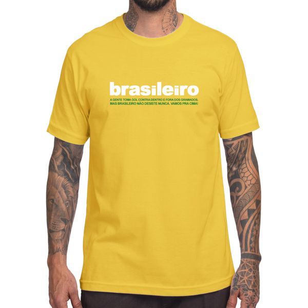 Camiseta Seleção Brasileira Amarela 100% Algodão - Brasileiro