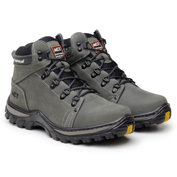 Bota Unissex De Couro Robust Act Footwear Cinza 