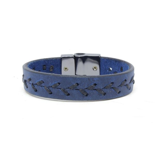 Pulseira Em Couro - Azul Laçada