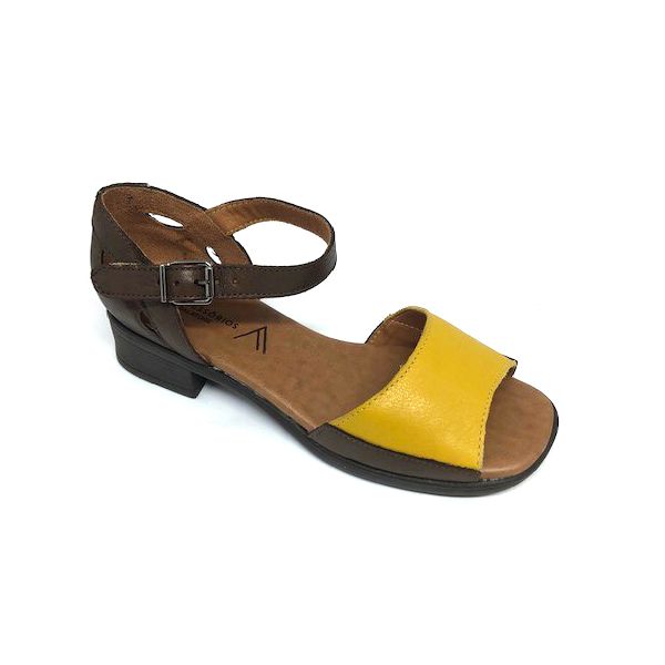 Sandália Lara - amarelo com tabaco
