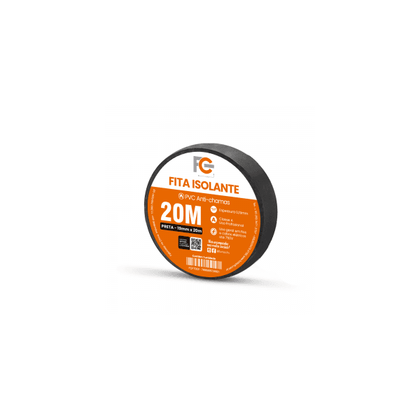 Fita Isolante Anti chamas 19mm x 20m - Preta