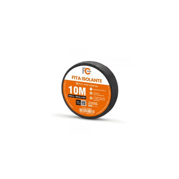Fita Isolante Anti Chamas 19mm x 10m - Preta