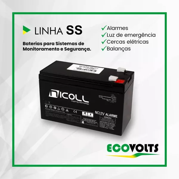 BATERIA CHUMBO NICOLL 12V ALARME - NC12-ALARME