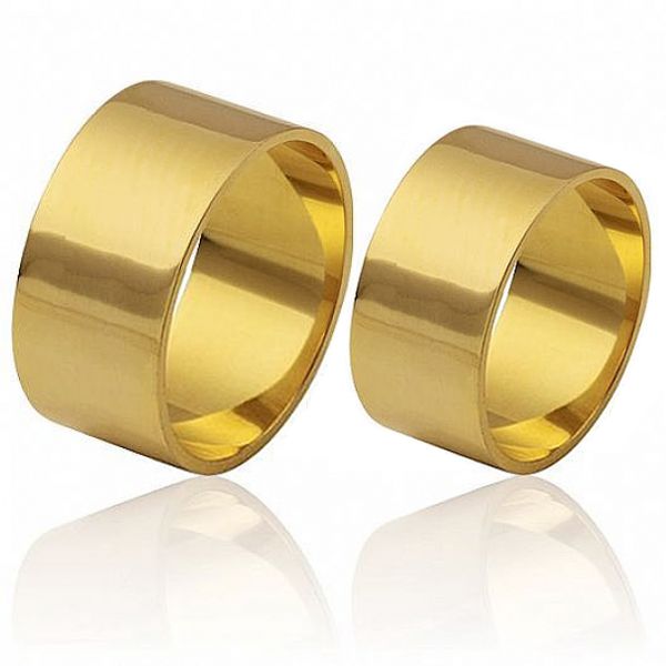 Alianças De Ouro 18k Largas Com 10mm - FA-52 - Fábrica das Alianças