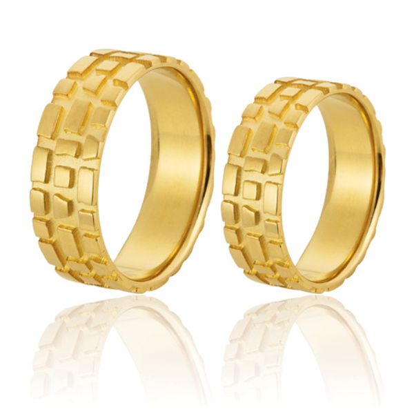 Alianças De Casamento Em Ouro Amarelo 18k - FA-661 - Fábrica das Alianças