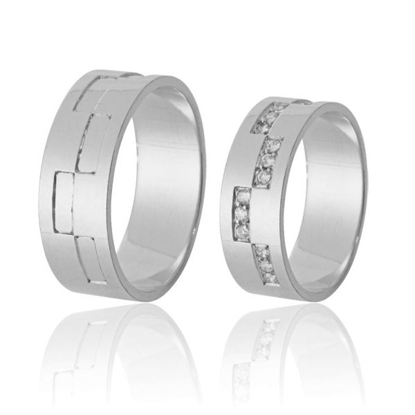 Aliança de Casamento em Ouro Branco 18k - FA-613-B - Fábrica das Alianças