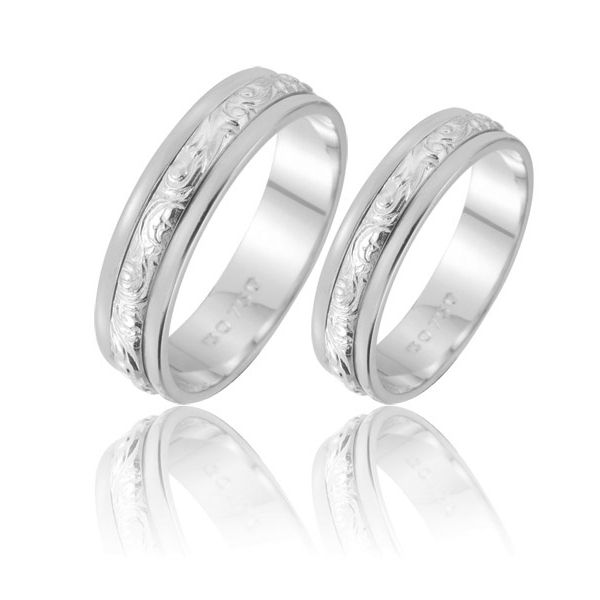 Alianças De Casamento Em Ouro Branco 18k - FA-222-B - Fábrica das Alianças