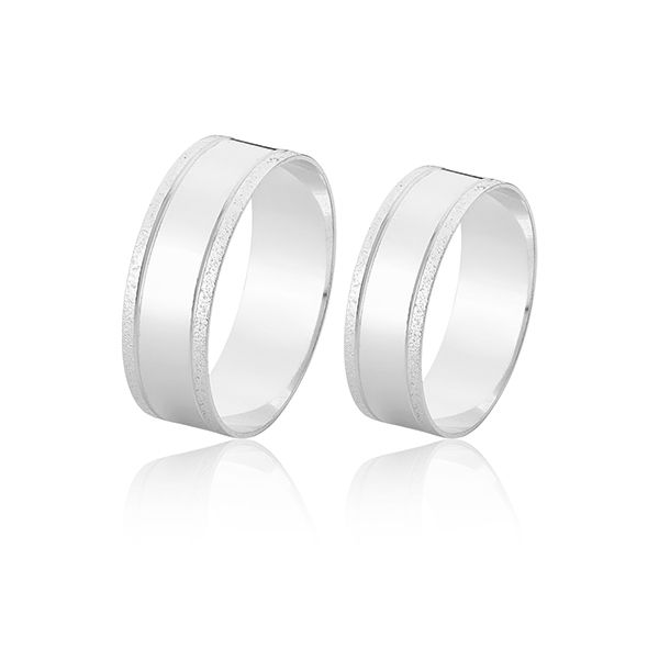 Alianças Diamantadas Em Ouro Branco 18k - FA-1202-B - Fábrica das Alianças