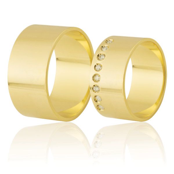 Alianças Com Diamantes Em Ouro 18k - FA-314 - Fábrica das Alianças