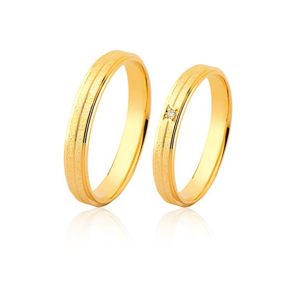 Alianças De Ouro 18k Com Diamantes - FA-1157 - Fábrica das Alianças