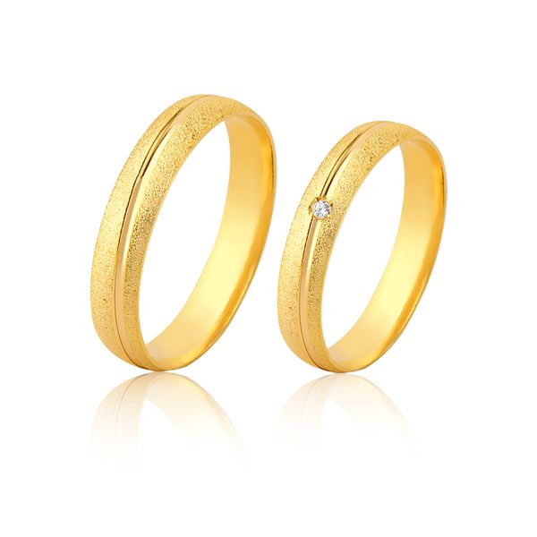 Alianças De Ouro 18k Com Diamantes - FA-1163 - Fábrica das Alianças