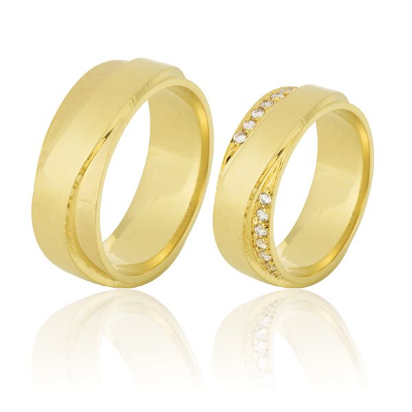 Alianças De Ouro 18k Com Diamantes - FA-634 - Fábrica das Alianças