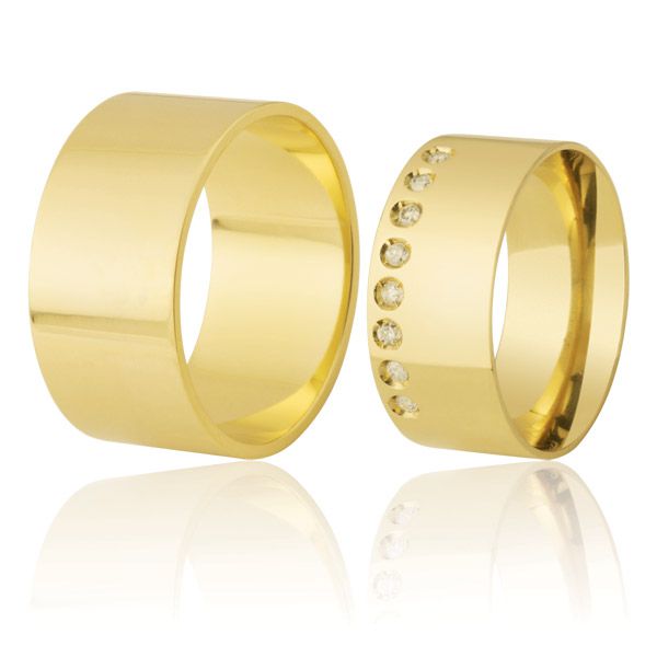 Par De Alianças De Ouro Amarelo 18k - FA-310-Z - Fábrica das Alianças