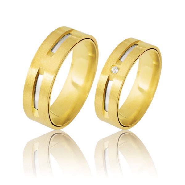 Par De Alianças De Ouro Amarelo 18k - FA-391-Z - Fábrica das Alianças