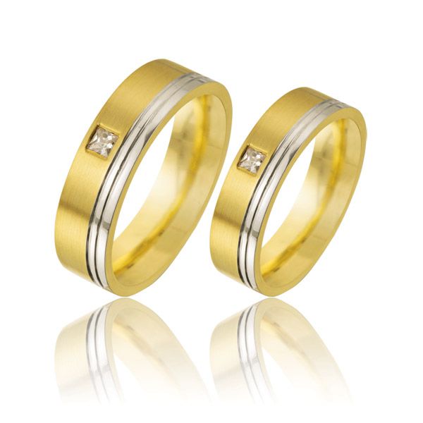 Aliança Duas Cores De Ouro 18k - FA-345 - Fábrica das Alianças