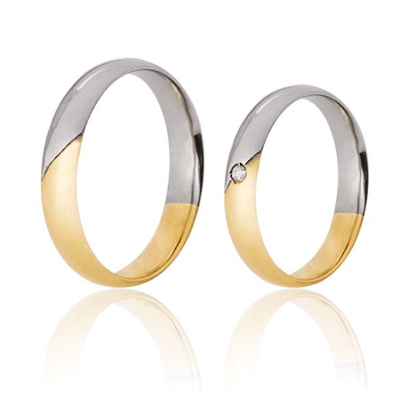 Alianças Duas Cores de Ouro 18k - FA-158 - Fábrica das Alianças