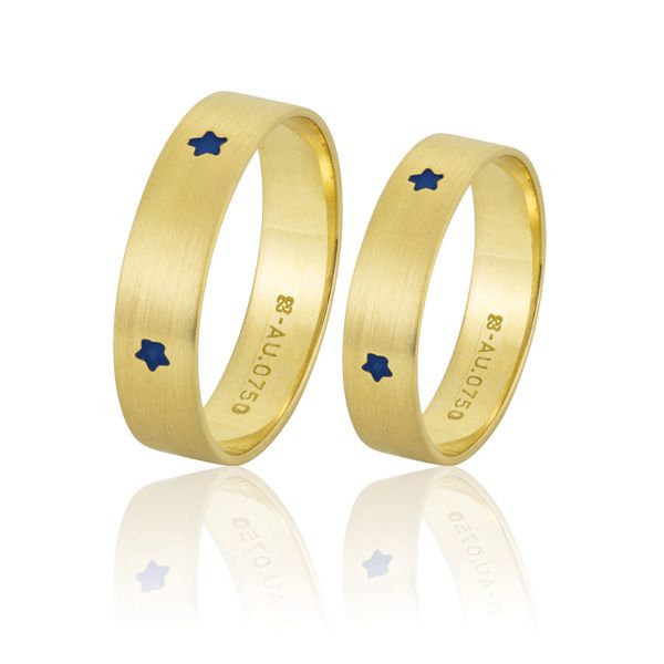 Alianças De Casamento Em Ouro 18k Esmaltada - FA-771 - Fábrica das Alianças