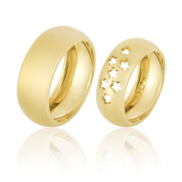 Alianças De Casamento Em Ouro 18k - FA-662 - Fábrica das Alianças