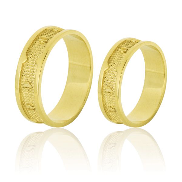 Alianças Em Ouro Amarelo 18k - FA-635 - Fábrica das Alianças