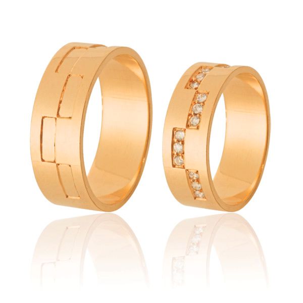 Aliança de Casamento em Ouro Rose 18k - FA-613-R - Fábrica das Alianças