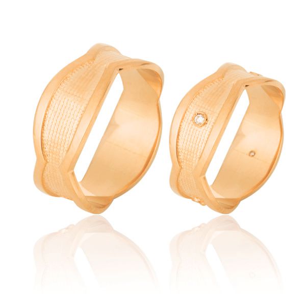 Aliança De Casamento Em Ouro Rose 18k - FA-630-R - Fábrica das Alianças