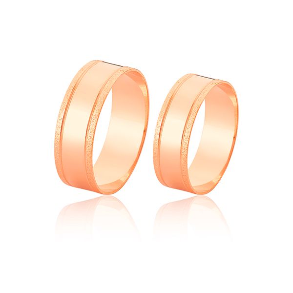 Alianças Diamantadas Em Ouro Rose 18k - FA-1202-R - Fábrica das Alianças