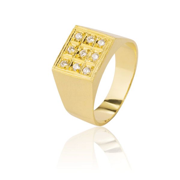 Anel Masculino Em Ouro Amarelo 18k 0,750 A-02-