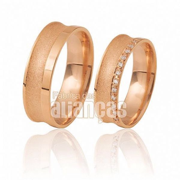 Alianças De Noivado e Casamento Em Ouro Rose 18k 0,750 Fa-411-r - FA-411-R - Fábrica das Alianças