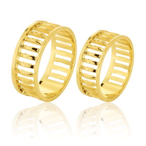 Alianças De Noivado e Casamento Em Ouro Amarelo 18k 0,750 Fa-587 - FA-587 - Fábrica das Alianças