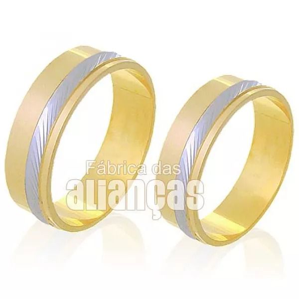 Alianças De Bodas Em Ouro 18k - FA-226-P - Fábrica das Alianças