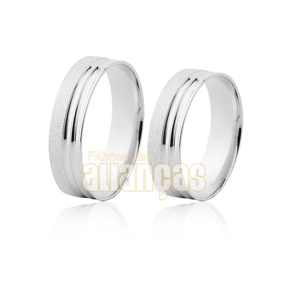 Par De Alianças De Ouro Branco 18k - FA-1172-B - Fábrica das Alianças