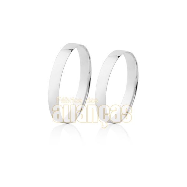 Par De Alianças De Ouro Branco 18k - FA-2008-B - Fábrica das Alianças