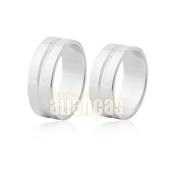 Aliança De Noivado e Casamento Em Ouro Branco 18k 0,750 Fa-487-b - FA-487-B - Fábrica das Alianças