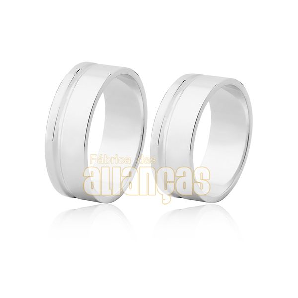 Aliança De Noivado e Casamento Em Ouro Branco 18k 0,750 Fa-488-b - FA-488-B - Fábrica das Alianças