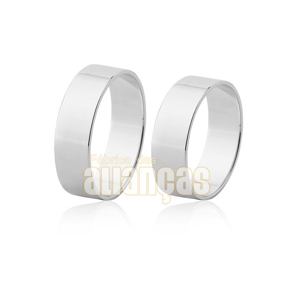 Alianças De Noivado e Casamento Em Ouro Branco 18k 0,750 Fa-50-b - FA-50-B - Fábrica das Alianças