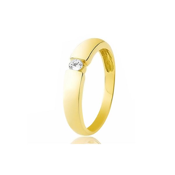 Anel Solitário De Ouro 18k Com Zirconia - S-02-Z - Fábrica das Alianças