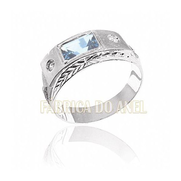 Anel De Formatura Masculino Em Ouro Branco 18k 0,750 Fa-009-n-b