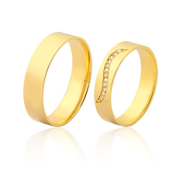 Alianças Em Ouro 18k Com Diamantes - FA-973 - Fábrica das Alianças