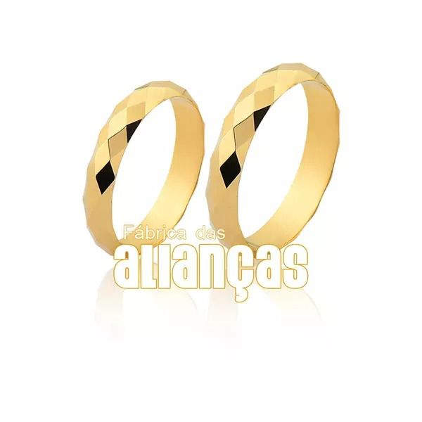 Alianças Acabamento Externo Facetadas 4,20mm - FA-184-V - Fábrica das Alianças