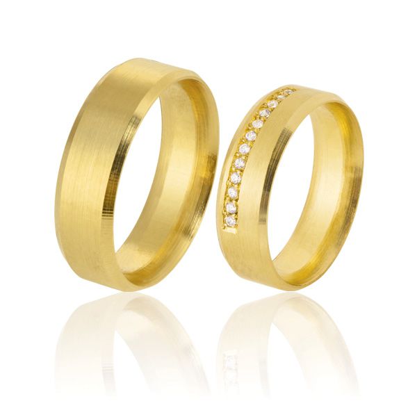 Alianças De Noivado e Casamento Em Ouro Amarelo - FA-834 - Fábrica das Alianças