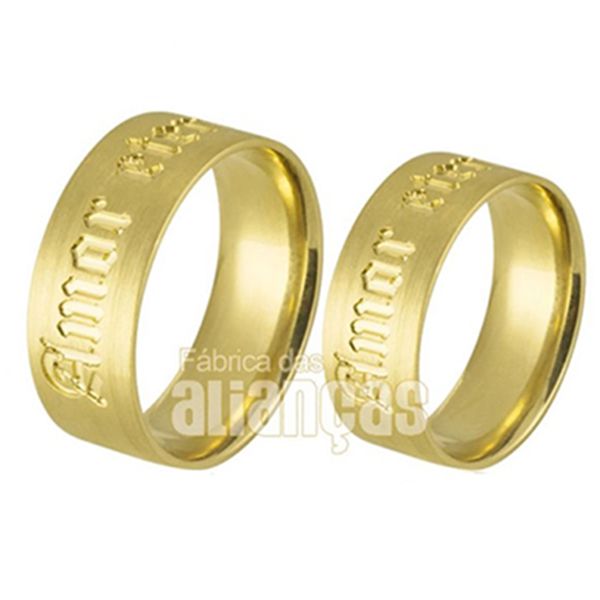 Alianças de Ouro 18k com Frase - FA-725 - Fábrica das Alianças