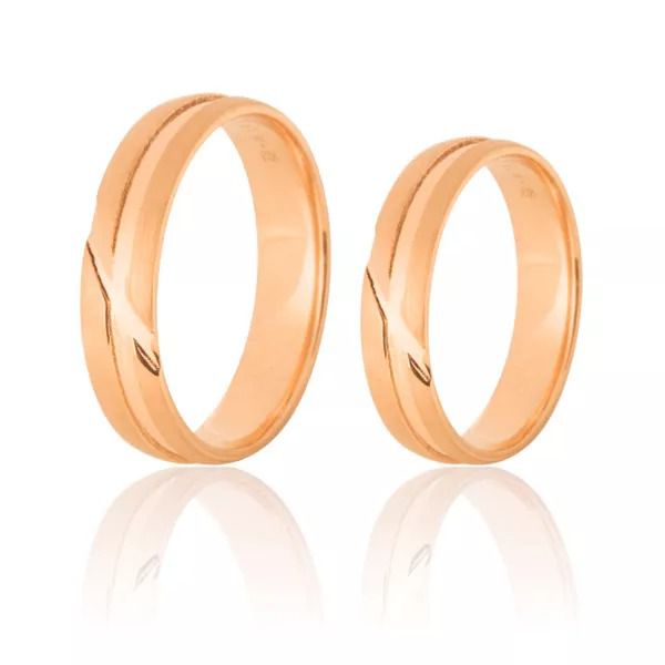 Aliança Em Ouro Rose 18k Com 5,00 mm - FA-629-R - Fábrica das Alianças