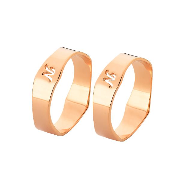 Alianças de Ouro Rose com Letra Inicial - FA-1085-R-10K - Fábrica das Alianças