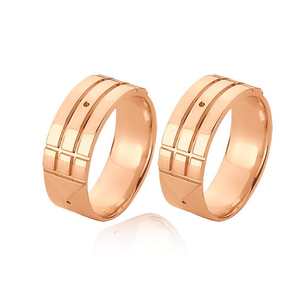 Alianças de Casamento Atlantis em Ouro Rose 18k - FA-1094-R - Fábrica das Alianças