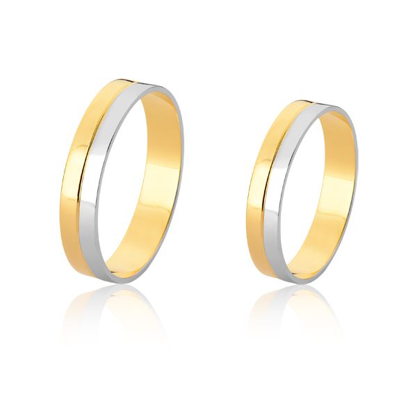 Aliança Em Ouro Branco e Ouro Amarelo