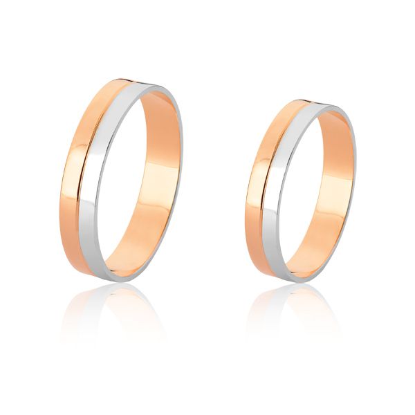 Aliança Em Ouro Branco e Ouro Rose - FA-438-R-10K - Fábrica das Alianças