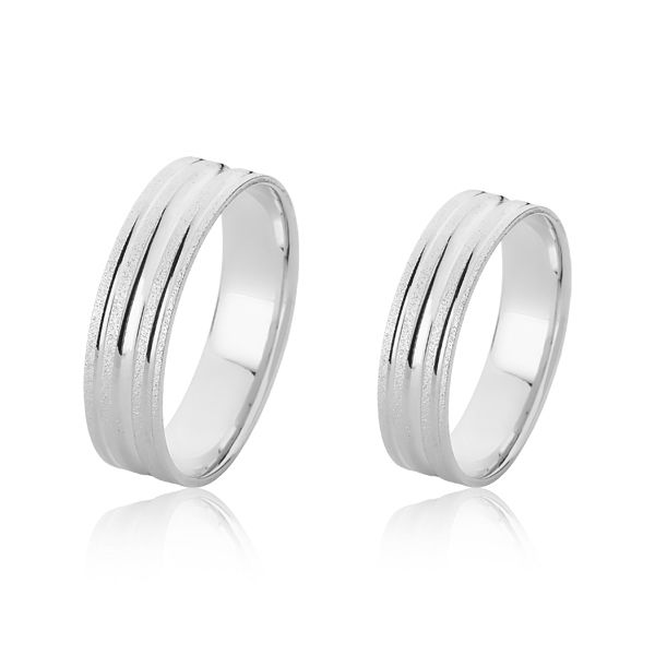 Alianças Diamantada em Ouro Branco 18k - FA-2409-B - Fábrica das Alianças