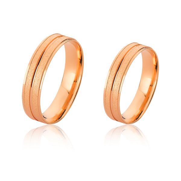 Alianças Diamantada Em Ouro Rose - FA-2408-R-10K - Fábrica das Alianças