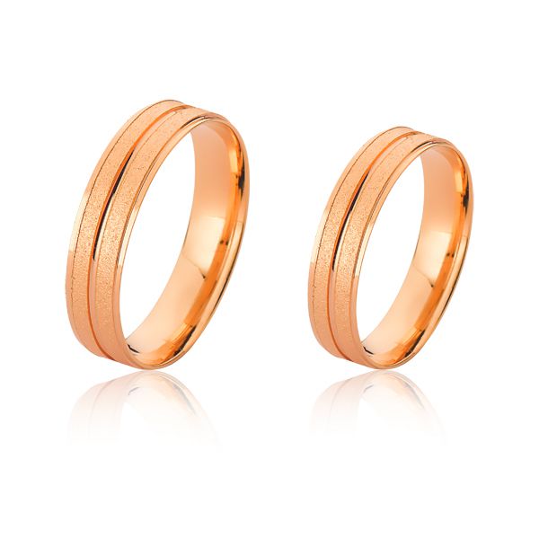 Alianças Diamantada em Ouro Rose 18k - FA-2407-R - Fábrica das Alianças